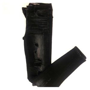 American Eagle High Rise Black Ripped Jeggings 2